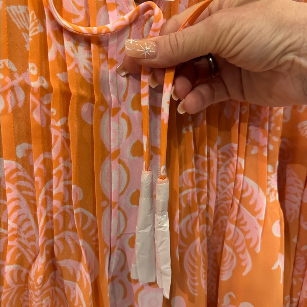 Lilly Pulitzer Marilina long sleeve Papaya breezy palm size L - Picture 4 of 4